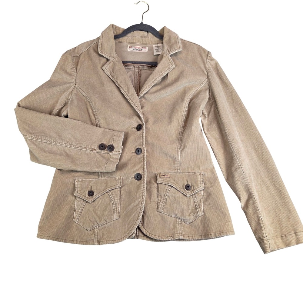 Levi Strauss Tan Corduroy Blazer Women L Neutral Button Up Earthy Casual Jacket